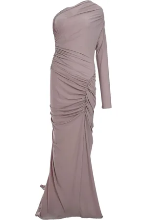 Atlein One-sleeve ruched gown
