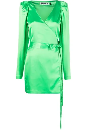 ROTATE Bridget satin wrap dress