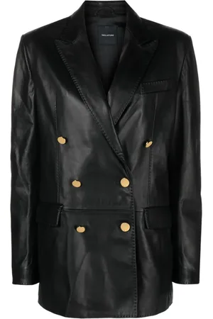 TAGLIATORE Josie double-breasted leather blazer