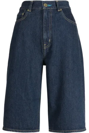 TU ES MON TRESOR The Turquoise high-rise denim Bermuda shorts