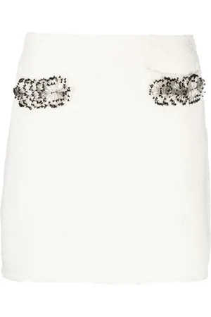 Lanvin Bead-embellished bouclé miniskirt