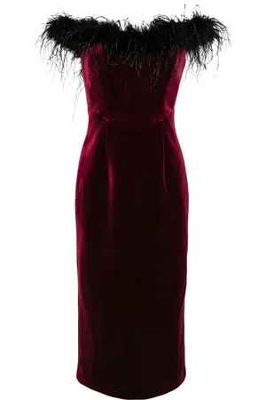 Rebecca Vallance Vanessa feather-trimmed midi dress