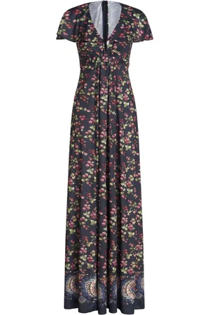 Etro Grape-print V-neck maxi dress