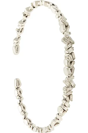 Suzanne Kalan 18kt white gold Uneven Fireworks diamond baguette cuff