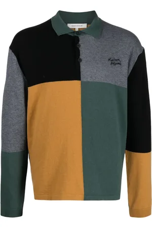 Maison Kitsuné Colour-block knitted polo jumper