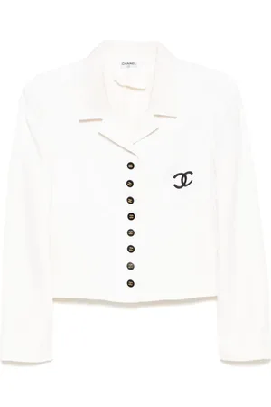 CHANEL 1990-2000s logo embroidery single-breasted blazer