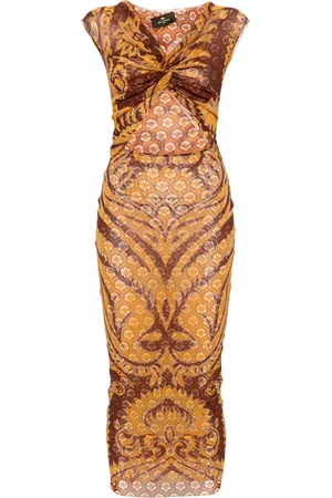 Etro Graphic-print mesh maxi dress