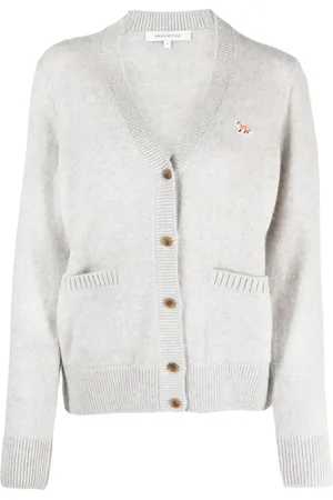 Maison Kitsuné Logo-patch V-neck wool cardigan