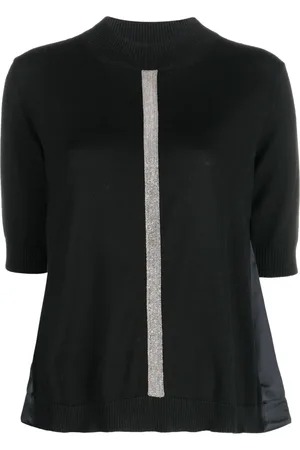 Fabiana Filippi Beaded-stripe knitted top