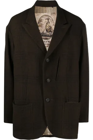 ZIGGY CHEN Peak-lapels check-pattern blazer