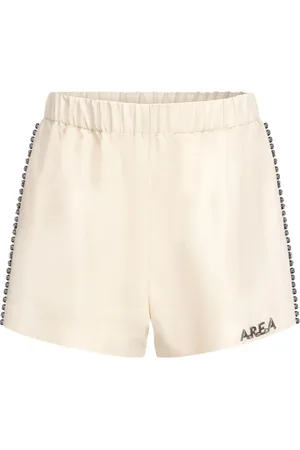 AREA Crystal-embellished track shorts