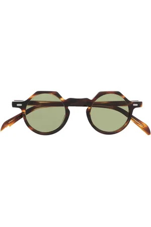 LESCA Tortoise round-frame sunglasses