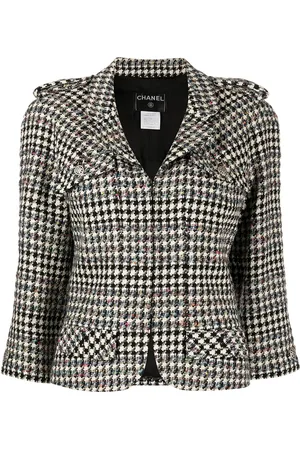 CHANEL 2006 houndstooth-pattern zip-up jacket