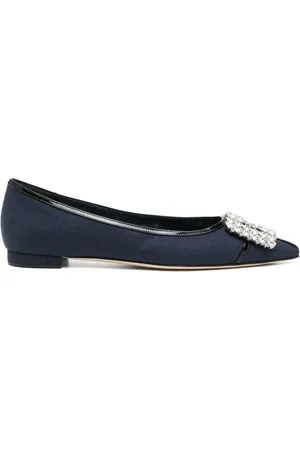 Manolo Blahnik Hangisi crystal-buckle ballerina shoes