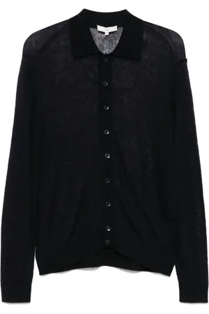 tibi Sheer polo-collar cardigan