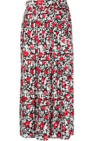 Céline Floral-print pleated midi skirt