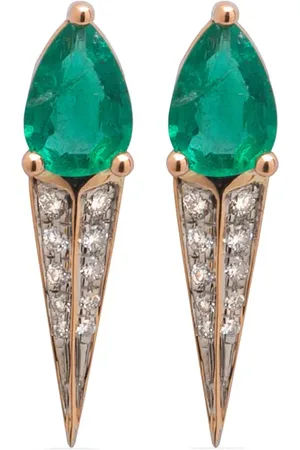 GAËLLE 18kt rose gold Unitáire diamond and emerald earrings
