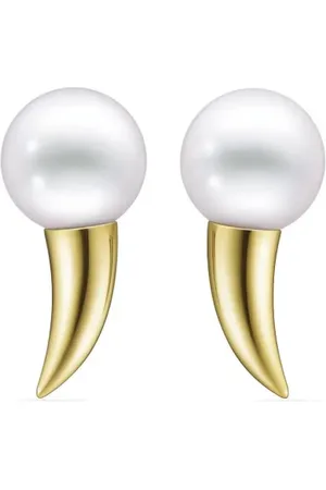 Tasaki 18kt yellow Collection Line Danger Fang pearl earrings