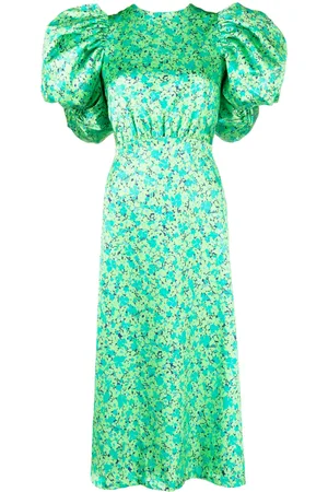ROTATE Floral-print satin midi-dress