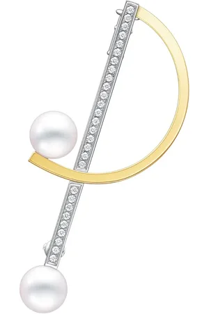 Tasaki 18kt yellow and white Collection Line Kinetic diamond and pearl brooch