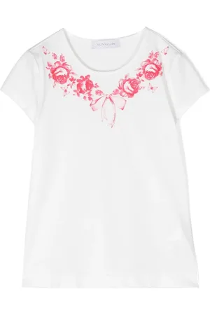 MONNALISA Rose-print detail T-shirt