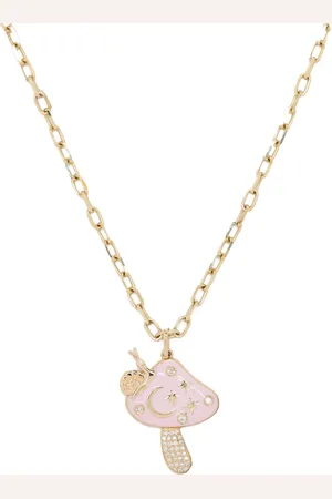 Sydney Evan 14kt yellow Celestial Mushroom pendant necklace