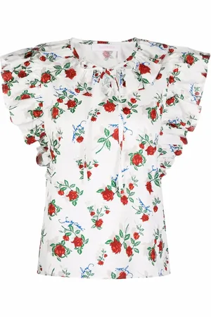 See by Chloé Floral-print ruffle-collar blouse