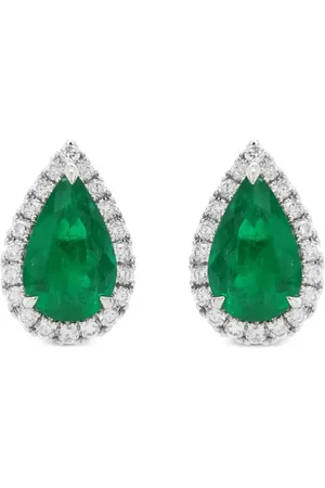 HYT Jewelry 18kt white gold emerald and diamond earrings