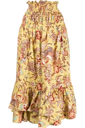 ULLA JOHNSON Acacia Calla Lily-print midi skirt
