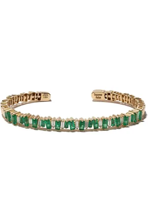 Suzanne Kalan 18kt yellow emerald and diamond cuff