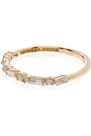 Suzanne Kalan 18kt yellow Thin Mix diamond half band ring