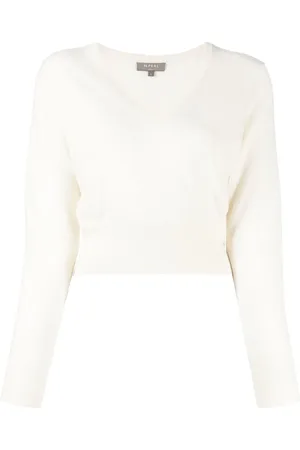 N.PEAL Cropped V-neck jumper