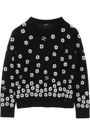 CHANEL 1986-1988 daisy-intarsia sweater