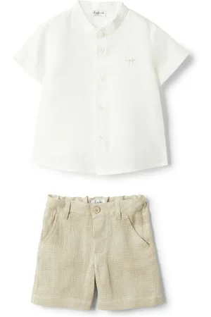 Il gufo Textured short and shirt set