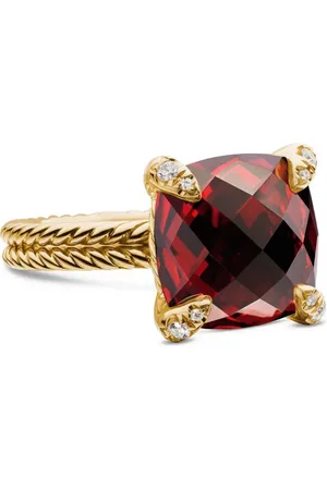David Yurman 18kt yellow Chatelaine garnet and diamond ring (11mm)