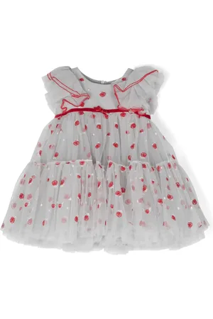 MONNALISA Floral-embroidered flared dress