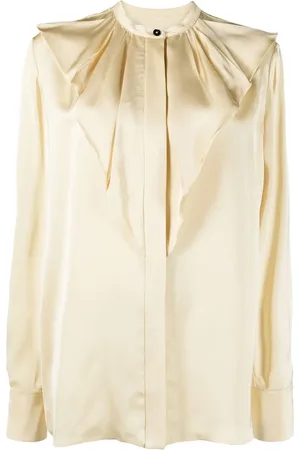Jil Sander Satin ruffled-placket blouse