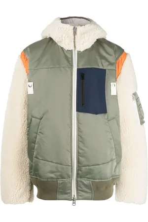 SACAI Colour-block zip-up hooded jacket