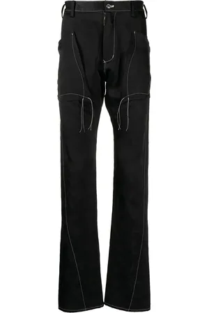 Sulvam Contrast-stitch slim flare trousers