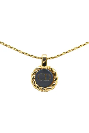 Dior 20th Century Plated CD Logo Pendant costume necklace