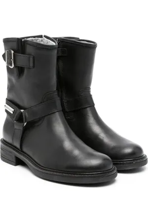MONNALISA Logo-plaque leather ankle boots