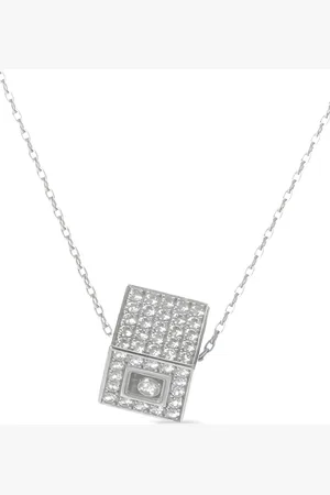 Chopard 18K white gold Happy diamonds necklace