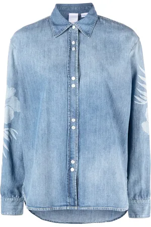 Pinko Gufare floral-print denim shirt