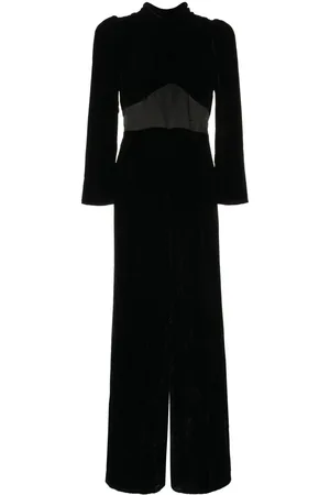 RIXO London Velvet long-sleeve jumpsuit
