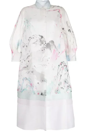 SHIATZY CHEN See-through printed silk coat