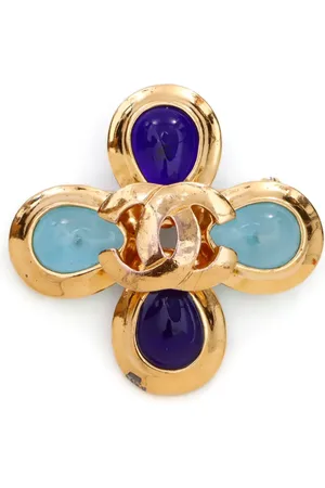 CHANEL 1997 CC-logo stone-embellished brooch