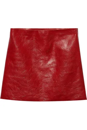Prada Cracked-effect leather mini skirt