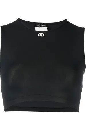 CHANEL 1990s CC embroidered crop top