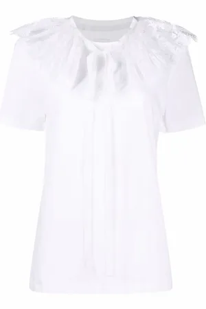 Patou Detachable lace-collar T-shirt