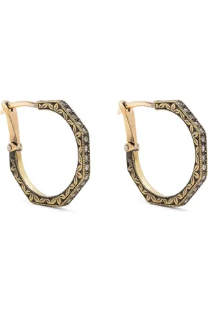 Hum 18kt yellow diamond hoop earrings